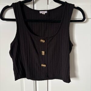 Black Buttoned Crop Top Size M
